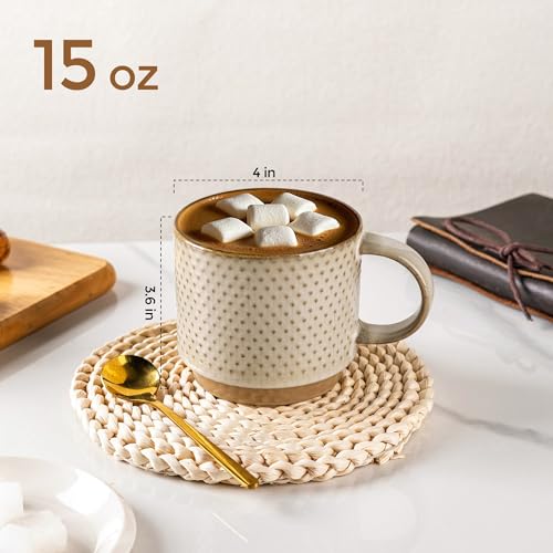 15 OZ Stackable Coffee Mugs Set of 4 (4 Count)