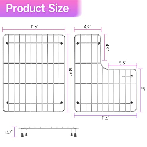 23.2'' x 11.6'' Stainless Steel Sink Protectors with Rubber Feet