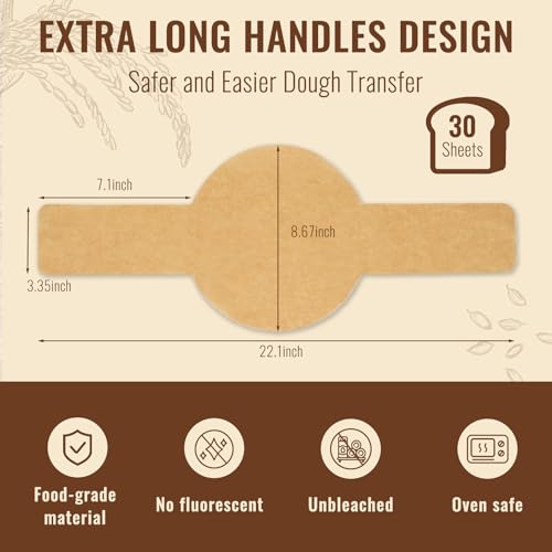 Disposable Sourdough Parchment Bread Sling for Dutch Oven 30 Pcs (30 Count)
