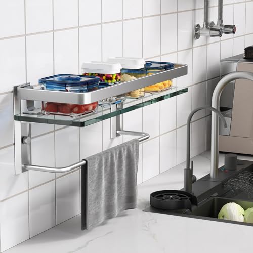 Bathroom Wall Shelf with Towel Bar