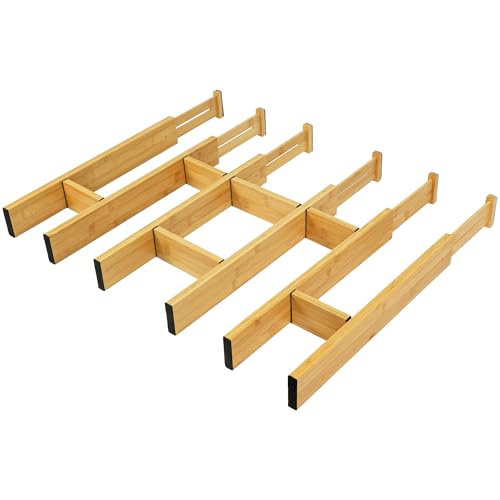 Adjustable Bamboo Drawer Dividers with Inserts
