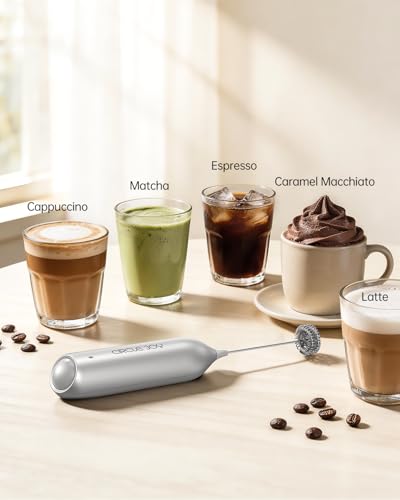 Rechargeable Milk Frother Handheld with Stand