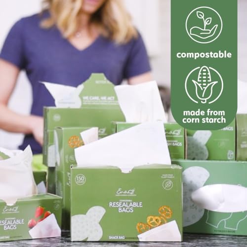 100% Compostable Food Storage Bags [Quart 100 Pack] Eco (100 Count)
