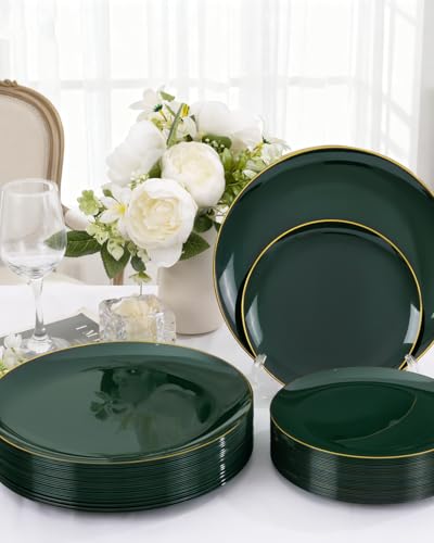 60PCS Green Plastic Plates (60 Count)