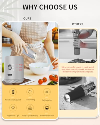 Gravity Electric Salt and Pepper Grinder Set with 2 (2 Count)