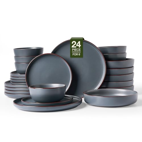 Mercury 24 Piece Dinnerware Set with Pasta Bowls