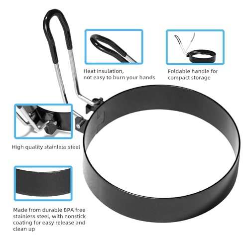 4 Pack 3.5 Inch Nonstick Stainless Steel Egg Rings for Frying Eggs (4 Count)