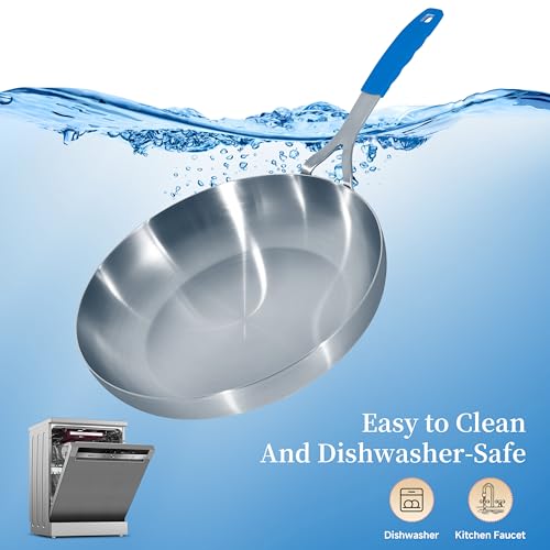 8.5 12 Inch Stainless Steel Pans Set with Lid (2 Count)