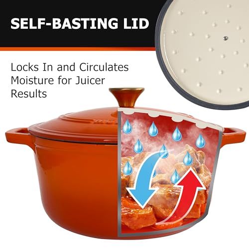 MUELLER HOME 6 Quart Enameled Cast Iron Dutch Oven for Bread Baking