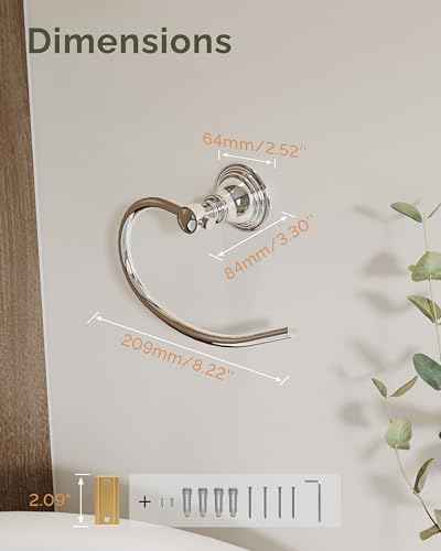 Chrome Towel Ring Wall Mounted for Bathroom (2 Count)