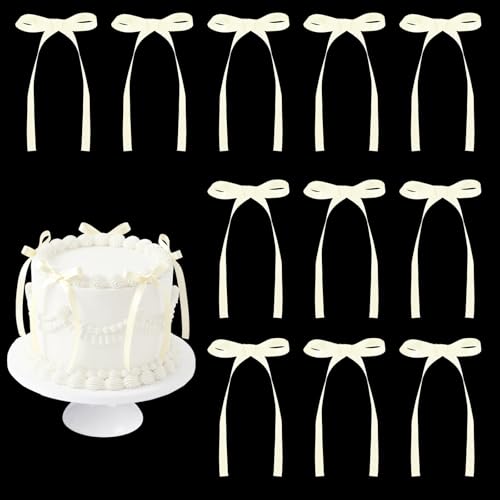 30 Pack Ivory Ribbon Bows for Cake Decorations Pre (30 Count)