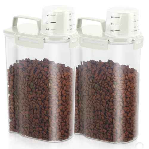 2 Pack 3 Lbs Pet Dog Cat Bird Seed Food Storage Containers for Travel Beige (2 Count)