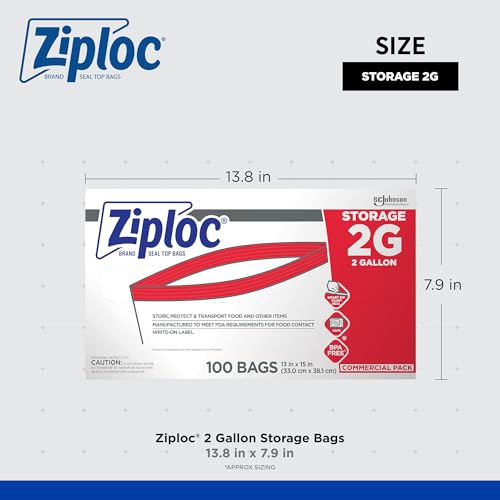 Ziploc Brand Food Storage 2 Gallon Bags (100 Count)