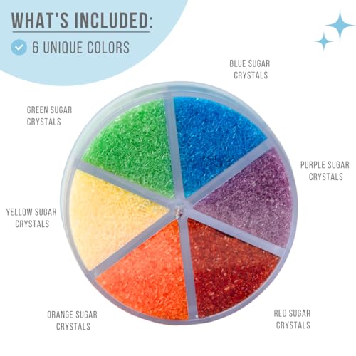 Rainbow Sugar Crystals 6 Cell Decorating Jar (7.83 Ounce)