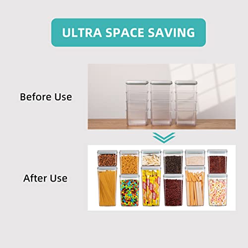 Pop Airtight Food Storage Containers with Lids for Kitchen Pantry Organizing Stackable Container for Cereal Snack Flour Sugar Coffee Spaghetti (27600 Count)