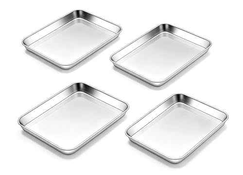 4 Pack 9x7 Inches Mini Stainless Steel Baking Sheet Set (3 Count)