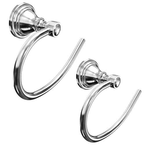 Chrome Towel Ring Wall Mounted for Bathroom (2 Count)