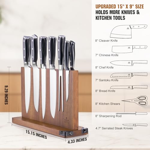 15.2" Extra Large Magnetic Knife Block with Dual Sharpeners