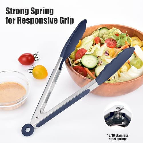 Kitchen Tongs with Silicone Tips for Cooking Serving