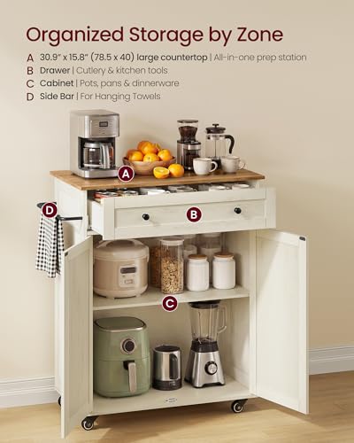 Mobile Kitchen Wooden Island Cart with Storage for Dining Room