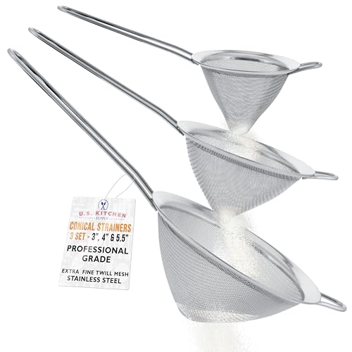 Set of 3 Stainless Steel Conical Strainers (3 Count)