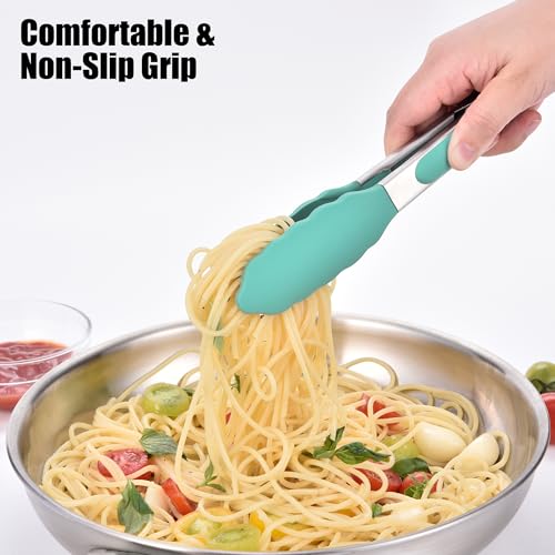 Kitchen Tongs with Silicone Tips for Cooking Serving