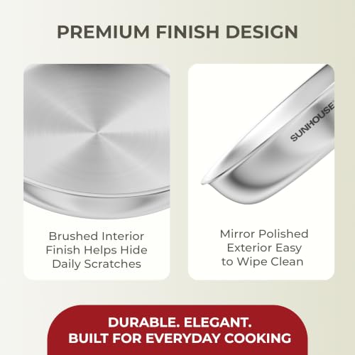 Tri Ply Stainless Steel Frying Pans Set (3 Count)