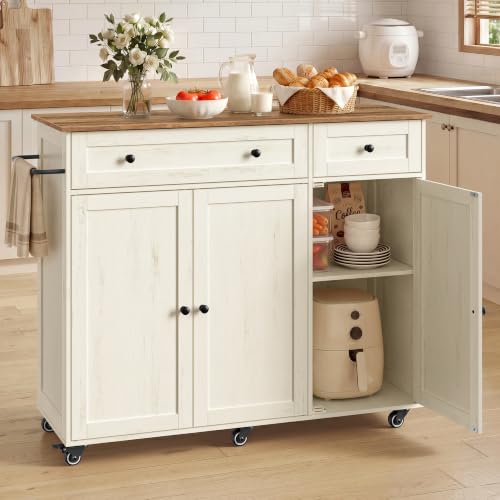 Mobile Kitchen Wooden Island Cart with Storage for Dining Room