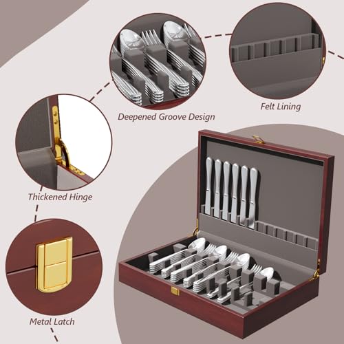 Mahogany Wood Silverware Storage Box