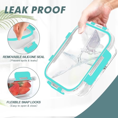 Glass Meal Prep Containers 3 Compartments (5 Count)