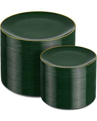 200PCS Green Plastic Plates (200 Count)
