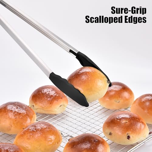 Kitchen Tongs with Silicone Tips for Cooking Serving