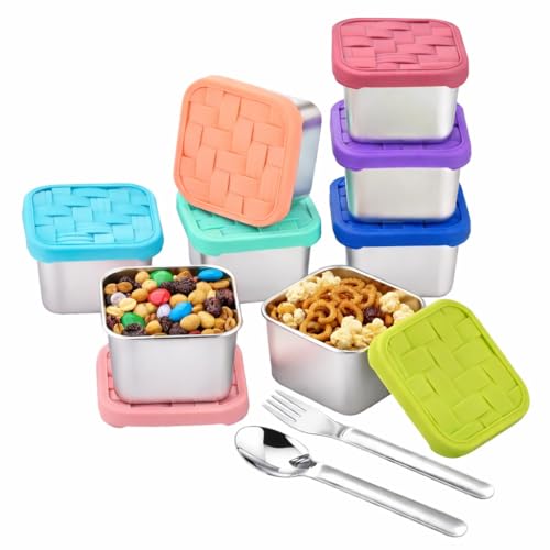 8PC 6oz Stainless Steel Snack Containers with lids (8 Fl Oz)