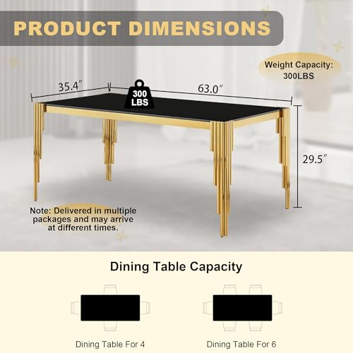 63'' Modern Glass Dining Table for 4