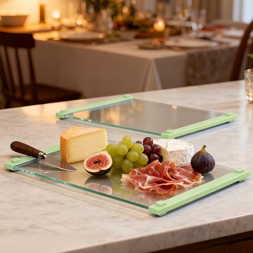 2PCS Glass Cutting Board with Silicone Grip (2 Count)