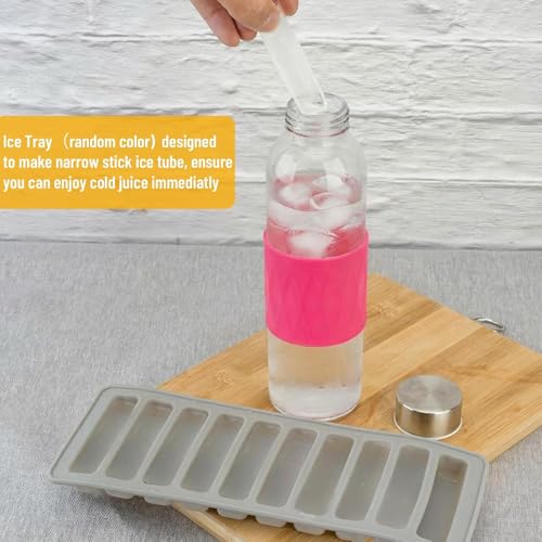 18 oz Glass Juice Bottles with Stainless Steel Lid Leak Proof 6 Pack (6 Count)