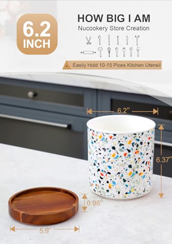 Ceramic Rotating Kitchen Utensil Holder for Countertop