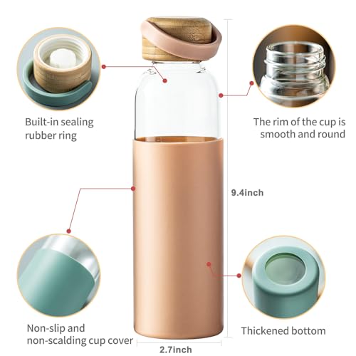 21oz Borosilicate Glass Water Bottles with Silicone Non