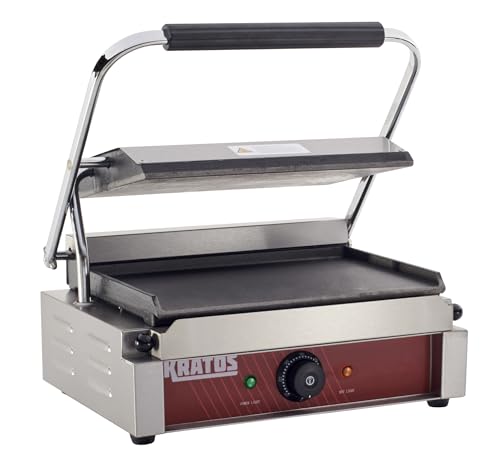 Commercial Electric Panini Sandwich Grill with Smooth Plates