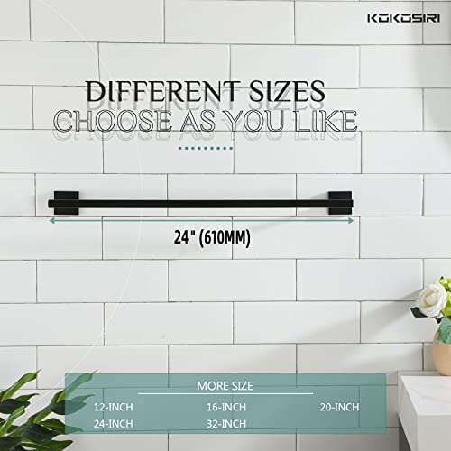 Towel Rails Bathroom Towel Bars Matte Black 24 Inch Bath Towel Holder for Cabinet Kitchen Wall (2 Count (Towel Bar))