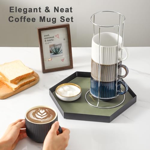 Coffee Mug Set of 4 with Holder
