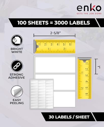 1 x 2-5/8 in 3000 Return Mailing Address and Business Sticker Labels (3300 Count)