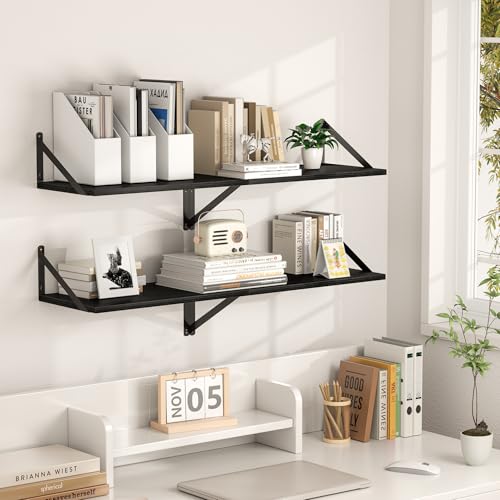 40W x 12D Deep Floating Shelves Set of 2 Black (2 Count)