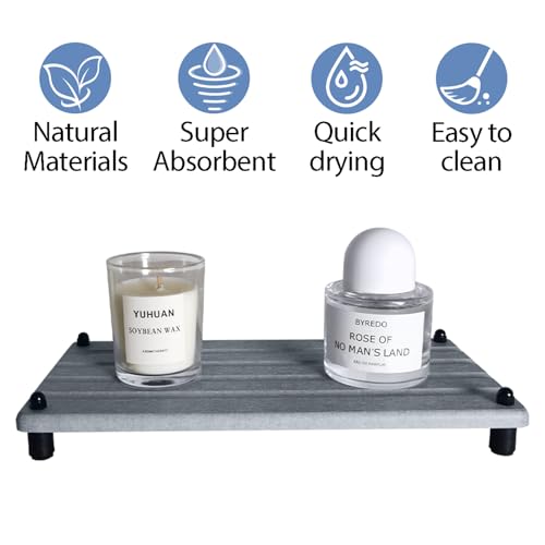 2 PCS Water Absorbing Stone Trays for Bathroom Sink Fast Drying Coasters (2 Count)