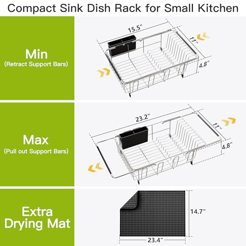 in Sink Dish Drying Rack with Mat