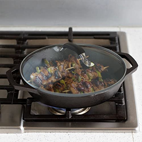 12 Inch Tempered Glass Pot Lid Compatible with 12” Lodge Cast Iron Skillets and 7 Quart Dutch Ovens