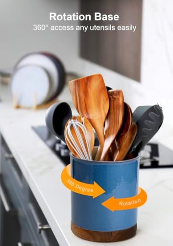Ceramic Rotating Kitchen Utensil Holder for Countertop