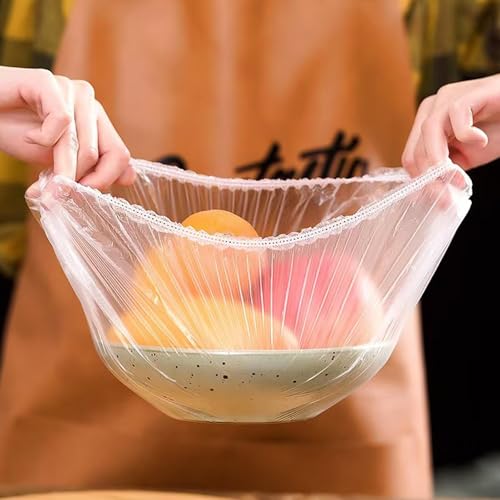 300PCS Elastic Food Covers Fresh Keeping Bags Disposable Stretchable Bowl Covers Universal Kitchen Wrap Seal Bags for Food Storage Bread Proofing and Outdoor Picnics (300 Count)