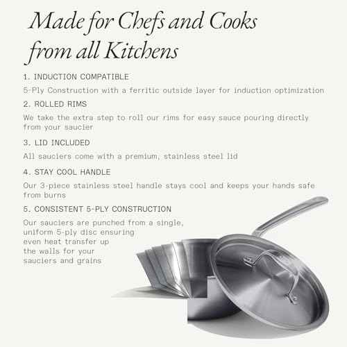 Cookware 3 Quart Stainless Steel Saucier Pan