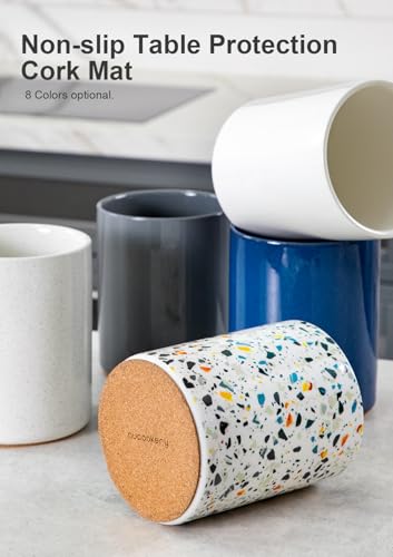 Ceramic Kitchen Utensil Holder for Countertop 6.4" Marble Pattern (18 Count)